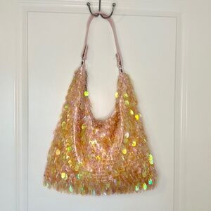 Y2K-Style Pink/Peach Sequin Handbag/ Shoulder Bag